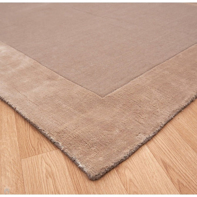 Ascot Modern Plain Hand-Woven Wool Centred Loop Pile Metallic Shimmer Wide Viscose Border Sand Rug-Asiatic Carpets-Rug Love - The Most Loved Rug Store