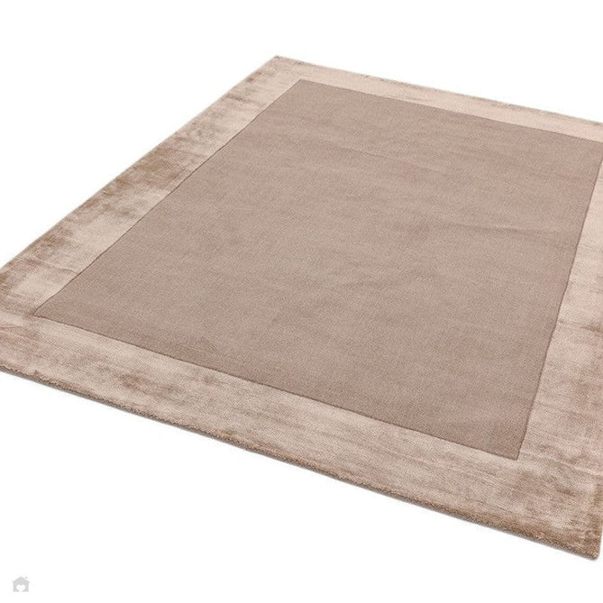 Ascot Modern Plain Hand-Woven Wool Centred Loop Pile Metallic Shimmer Wide Viscose Border Sand Rug-Asiatic Carpets-Rug Love - The Most Loved Rug Store