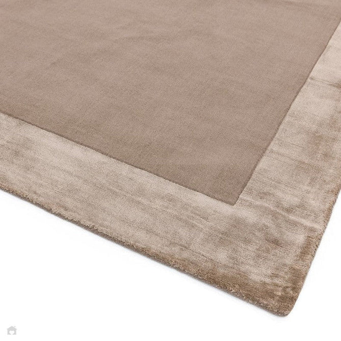 Ascot Modern Plain Hand-Woven Wool Centred Loop Pile Metallic Shimmer Wide Viscose Border Sand Rug-Asiatic Carpets-Rug Love - The Most Loved Rug Store