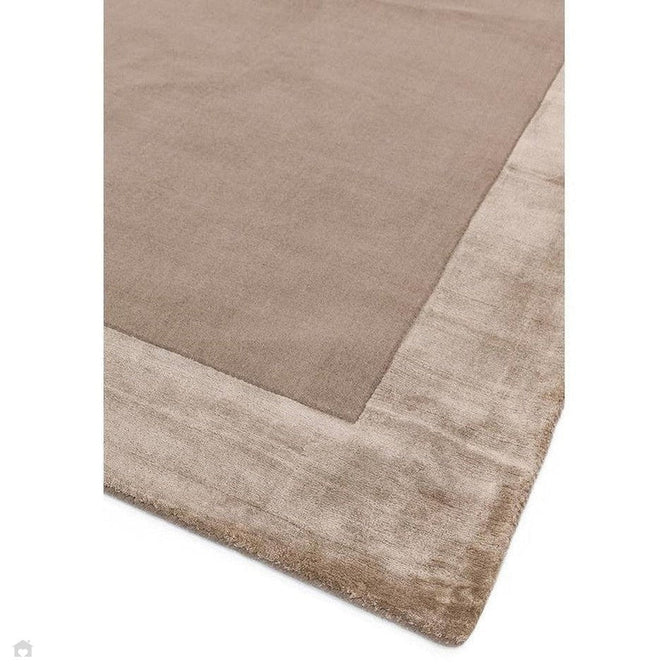 Ascot Modern Plain Hand-Woven Wool Centred Loop Pile Metallic Shimmer Wide Viscose Border Sand Rug-Asiatic Carpets-Rug Love - The Most Loved Rug Store