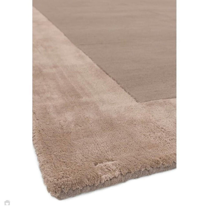 Ascot Modern Plain Hand-Woven Wool Centred Loop Pile Metallic Shimmer Wide Viscose Border Sand Rug-Asiatic Carpets-Rug Love - The Most Loved Rug Store