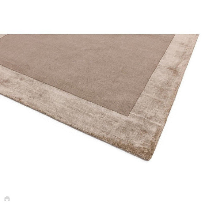 Ascot Modern Plain Hand-Woven Wool Centred Loop Pile Metallic Shimmer Wide Viscose Border Sand Rug-Asiatic Carpets-Rug Love - The Most Loved Rug Store