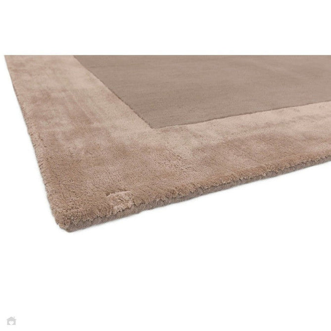 Ascot Modern Plain Hand-Woven Wool Centred Loop Pile Metallic Shimmer Wide Viscose Border Sand Rug-Asiatic Carpets-Rug Love - The Most Loved Rug Store