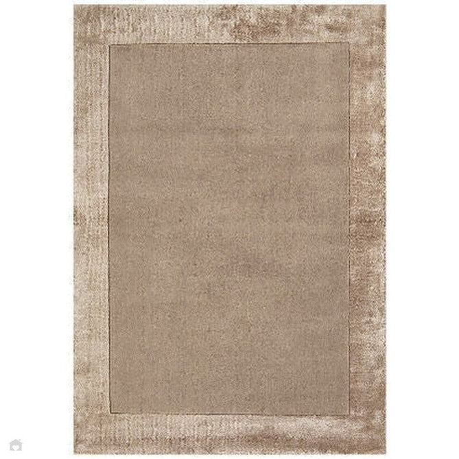 Ascot Modern Plain Hand-Woven Wool Centred Loop Pile Metallic Shimmer Wide Viscose Border Sand Rug-Asiatic Carpets-Rug Love - The Most Loved Rug Store