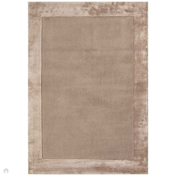 Ascot Modern Plain Hand-Woven Wool Centred Loop Pile Metallic Shimmer Wide Viscose Border Sand Rug-Asiatic Carpets-Rug Love - The Most Loved Rug Store