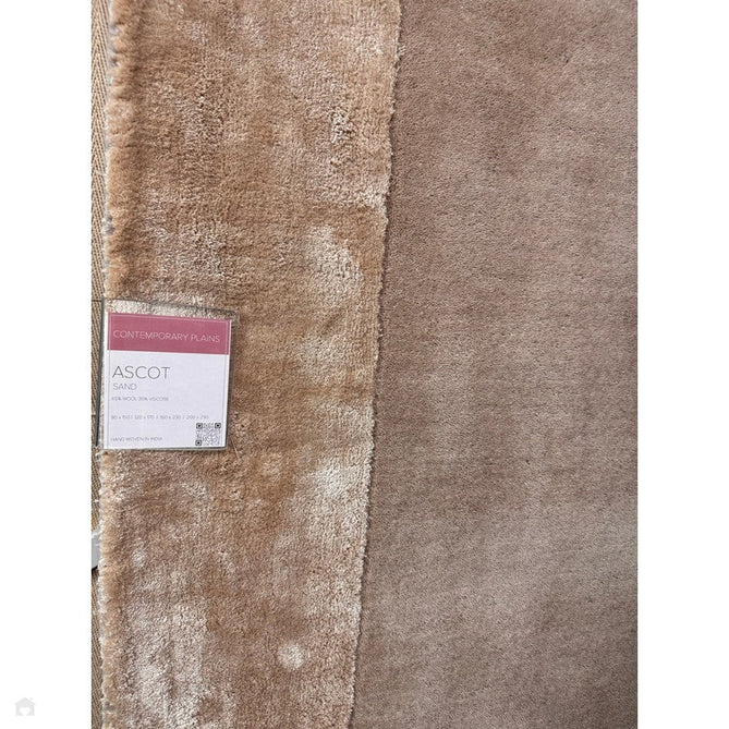 Ascot Modern Plain Hand-Woven Wool Centred Loop Pile Metallic Shimmer Wide Viscose Border Sand Rug-Asiatic Carpets-Rug Love - The Most Loved Rug Store