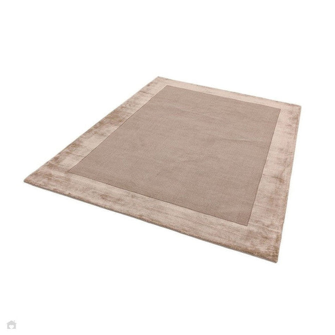 Ascot Modern Plain Hand-Woven Wool Centred Loop Pile Metallic Shimmer Wide Viscose Border Sand Rug-Asiatic Carpets-Rug Love - The Most Loved Rug Store