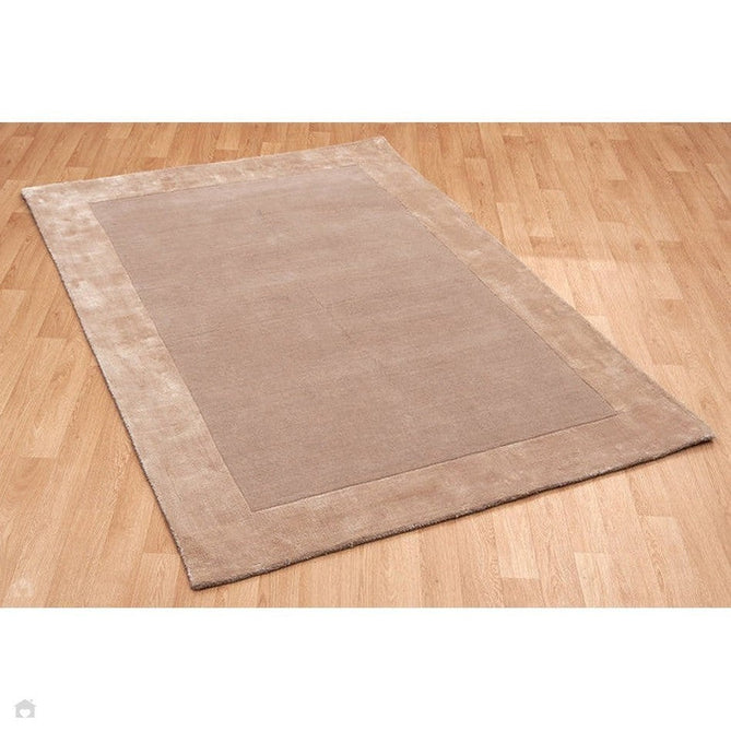 Ascot Modern Plain Hand-Woven Wool Centred Loop Pile Metallic Shimmer Wide Viscose Border Sand Rug-Asiatic Carpets-Rug Love - The Most Loved Rug Store