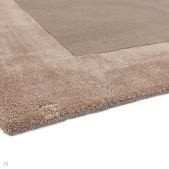 Ascot Modern Plain Hand-Woven Wool Centred Loop Pile Metallic Shimmer Wide Viscose Border Sand Rug-Asiatic Carpets-Rug Love - The Most Loved Rug Store