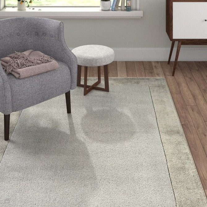 Ascot Modern Plain Hand-Woven Wool Centred Loop Pile Metallic Shimmer Wide Viscose Border Silver Rug-Asiatic Carpets-Rug Love - The Most Loved Rug Store