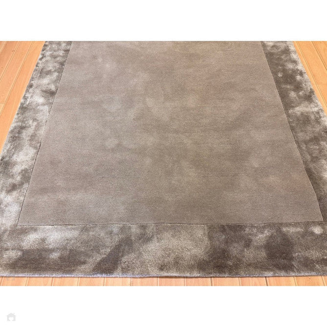 Ascot Modern Plain Hand-Woven Wool Centred Loop Pile Metallic Shimmer Wide Viscose Border Silver Rug-Asiatic Carpets-Rug Love - The Most Loved Rug Store