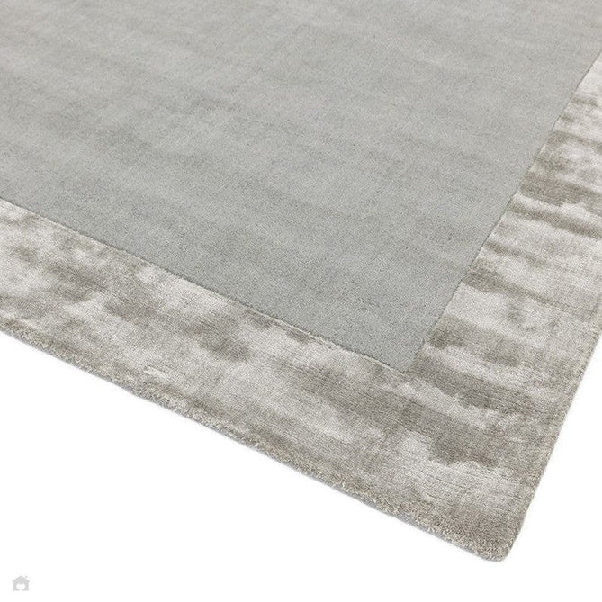 Ascot Modern Plain Hand-Woven Wool Centred Loop Pile Metallic Shimmer Wide Viscose Border Silver Rug-Asiatic Carpets-Rug Love - The Most Loved Rug Store