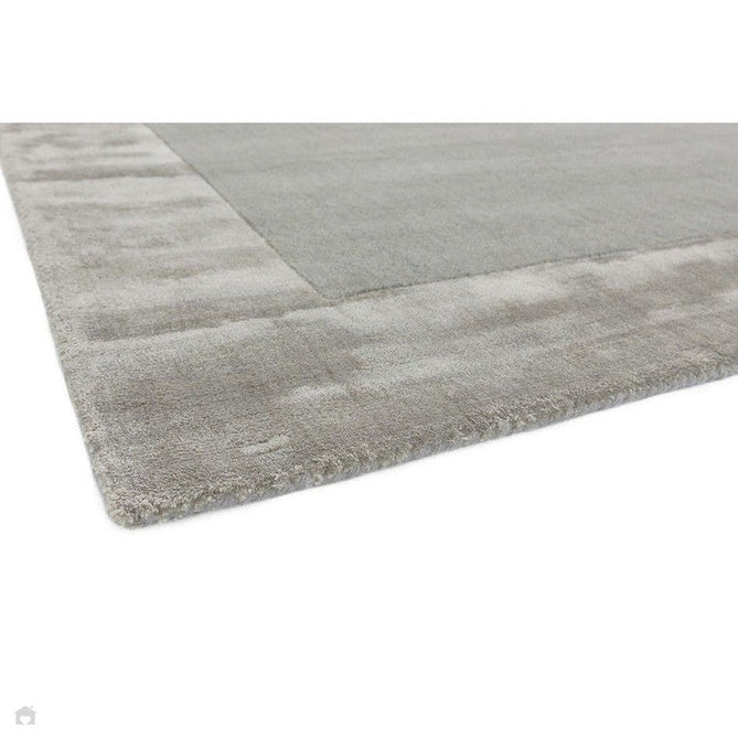 Ascot Modern Plain Hand-Woven Wool Centred Loop Pile Metallic Shimmer Wide Viscose Border Silver Rug-Asiatic Carpets-Rug Love - The Most Loved Rug Store