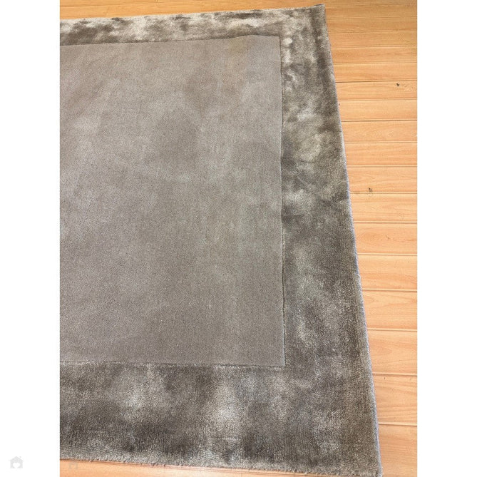 Ascot Modern Plain Hand-Woven Wool Centred Loop Pile Metallic Shimmer Wide Viscose Border Silver Rug-Asiatic Carpets-Rug Love - The Most Loved Rug Store