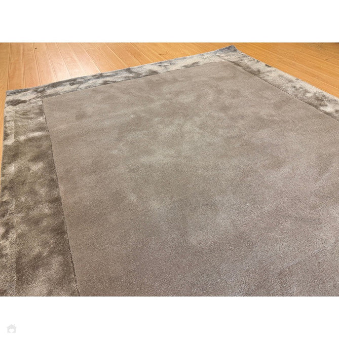 Ascot Modern Plain Hand-Woven Wool Centred Loop Pile Metallic Shimmer Wide Viscose Border Silver Rug-Asiatic Carpets-Rug Love - The Most Loved Rug Store