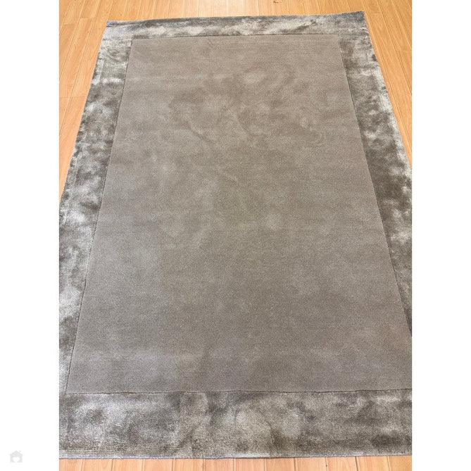 Ascot Modern Plain Hand-Woven Wool Centred Loop Pile Metallic Shimmer Wide Viscose Border Silver Rug-Asiatic Carpets-Rug Love - The Most Loved Rug Store