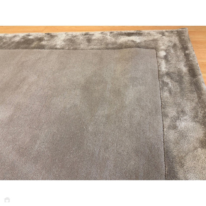 Ascot Modern Plain Hand-Woven Wool Centred Loop Pile Metallic Shimmer Wide Viscose Border Silver Rug-Asiatic Carpets-Rug Love - The Most Loved Rug Store