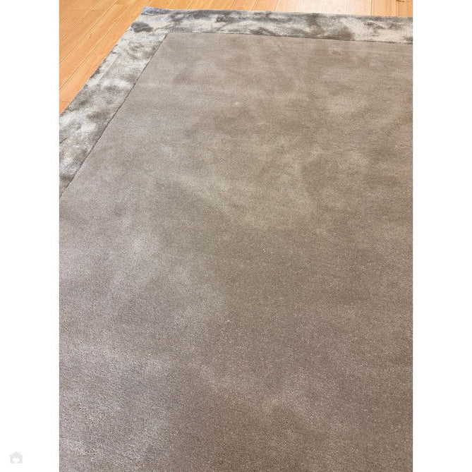 Ascot Modern Plain Hand-Woven Wool Centred Loop Pile Metallic Shimmer Wide Viscose Border Silver Rug-Asiatic Carpets-Rug Love - The Most Loved Rug Store