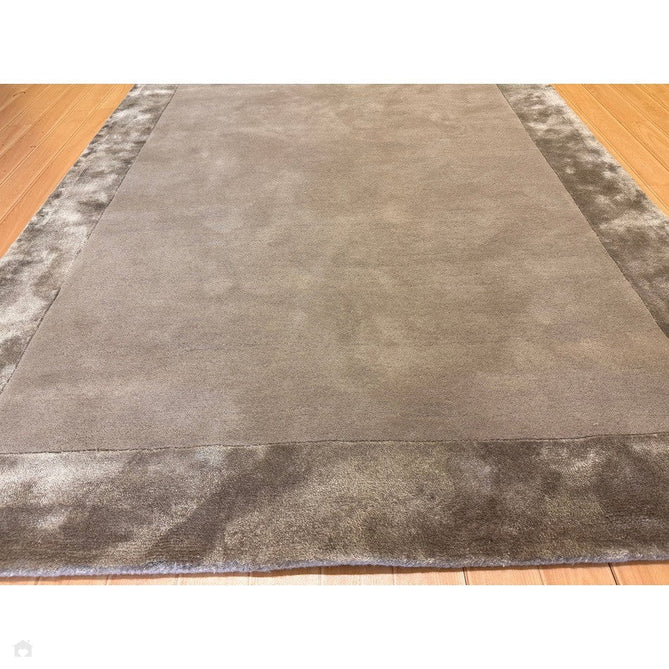 Ascot Modern Plain Hand-Woven Wool Centred Loop Pile Metallic Shimmer Wide Viscose Border Silver Rug-Asiatic Carpets-Rug Love - The Most Loved Rug Store