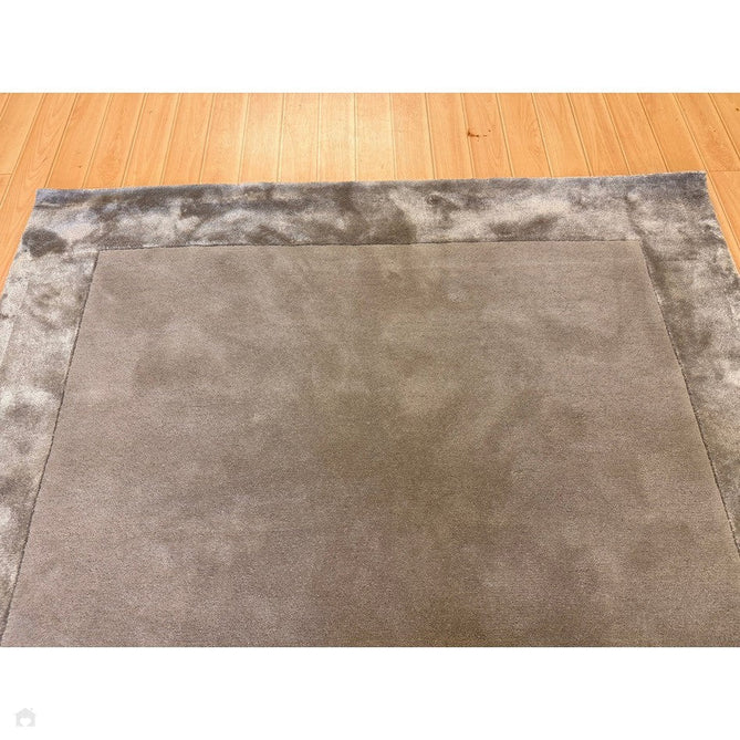 Ascot Modern Plain Hand-Woven Wool Centred Loop Pile Metallic Shimmer Wide Viscose Border Silver Rug-Asiatic Carpets-Rug Love - The Most Loved Rug Store