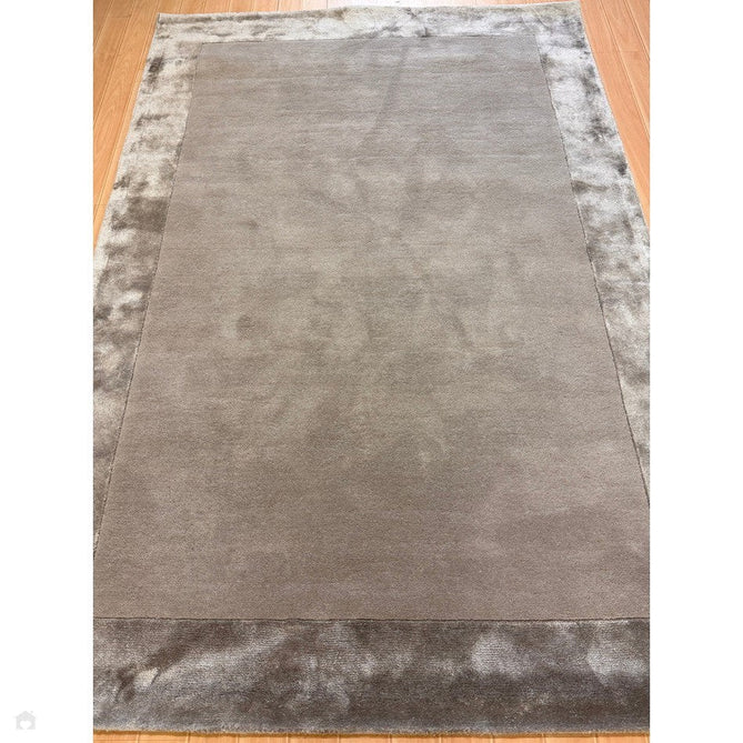 Ascot Modern Plain Hand-Woven Wool Centred Loop Pile Metallic Shimmer Wide Viscose Border Silver Rug-Asiatic Carpets-Rug Love - The Most Loved Rug Store