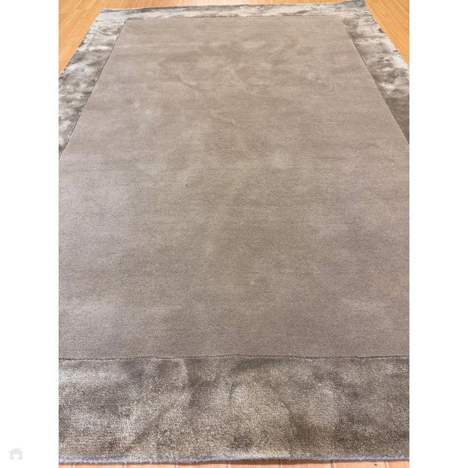 Ascot Modern Plain Hand-Woven Wool Centred Loop Pile Metallic Shimmer Wide Viscose Border Silver Rug-Asiatic Carpets-Rug Love - The Most Loved Rug Store