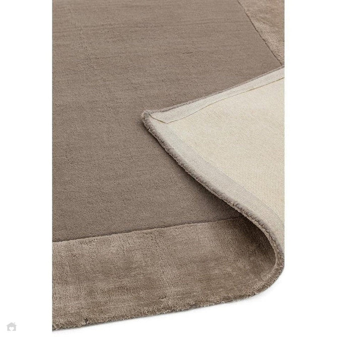 Ascot Modern Plain Hand-Woven Wool Centred Loop Pile Metallic Shimmer Wide Viscose Border Taupe Rug-Asiatic Carpets-Rug Love - The Most Loved Rug Store