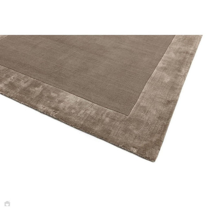 Ascot Modern Plain Hand-Woven Wool Centred Loop Pile Metallic Shimmer Wide Viscose Border Taupe Rug-Asiatic Carpets-Rug Love - The Most Loved Rug Store