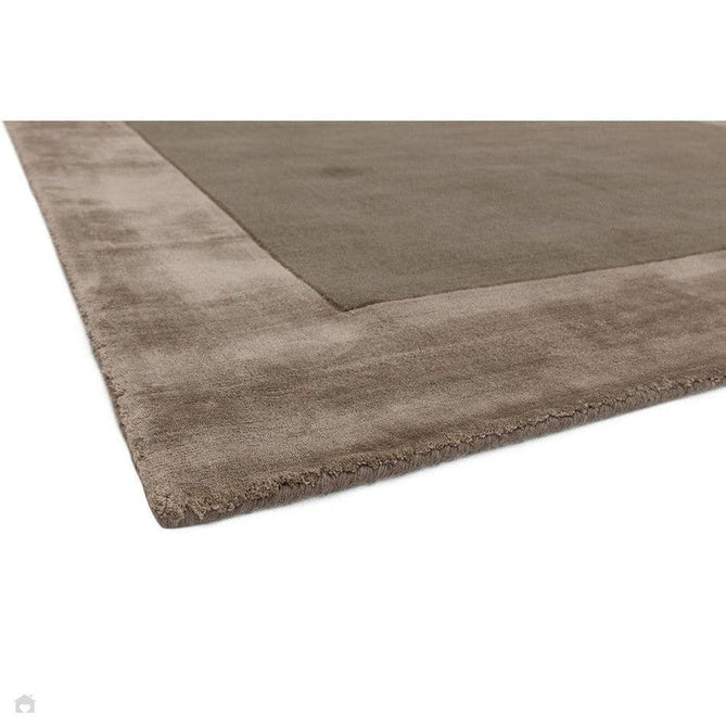 Ascot Modern Plain Hand-Woven Wool Centred Loop Pile Metallic Shimmer Wide Viscose Border Taupe Rug-Asiatic Carpets-Rug Love - The Most Loved Rug Store