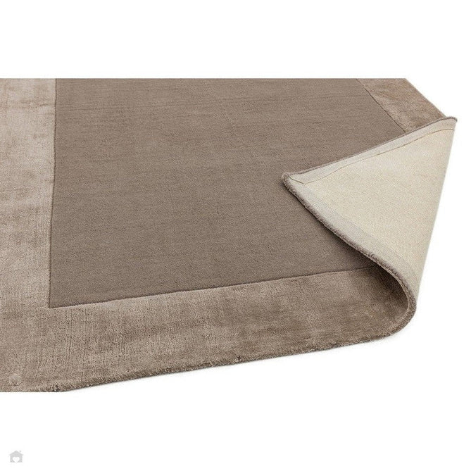 Ascot Modern Plain Hand-Woven Wool Centred Loop Pile Metallic Shimmer Wide Viscose Border Taupe Rug-Asiatic Carpets-Rug Love - The Most Loved Rug Store