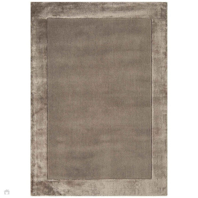 Ascot Modern Plain Hand-Woven Wool Centred Loop Pile Metallic Shimmer Wide Viscose Border Taupe Rug-Asiatic Carpets-Rug Love - The Most Loved Rug Store