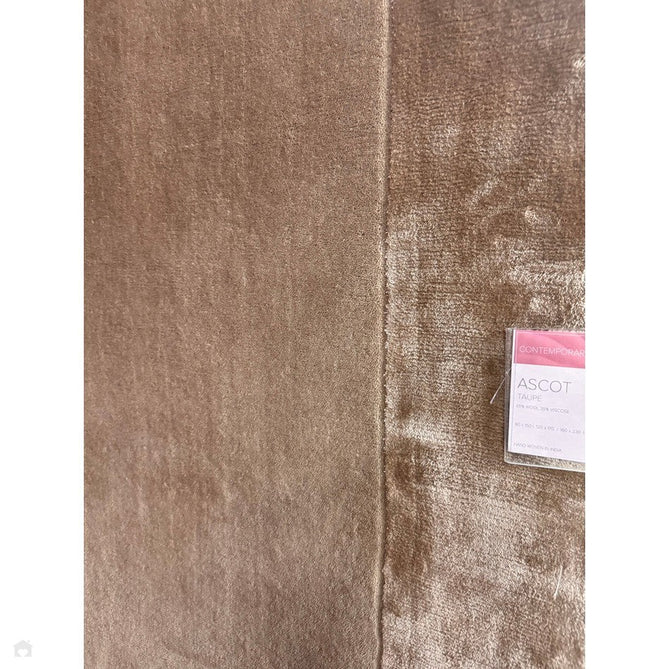 Ascot Modern Plain Hand-Woven Wool Centred Loop Pile Metallic Shimmer Wide Viscose Border Taupe Rug-Asiatic Carpets-Rug Love - The Most Loved Rug Store