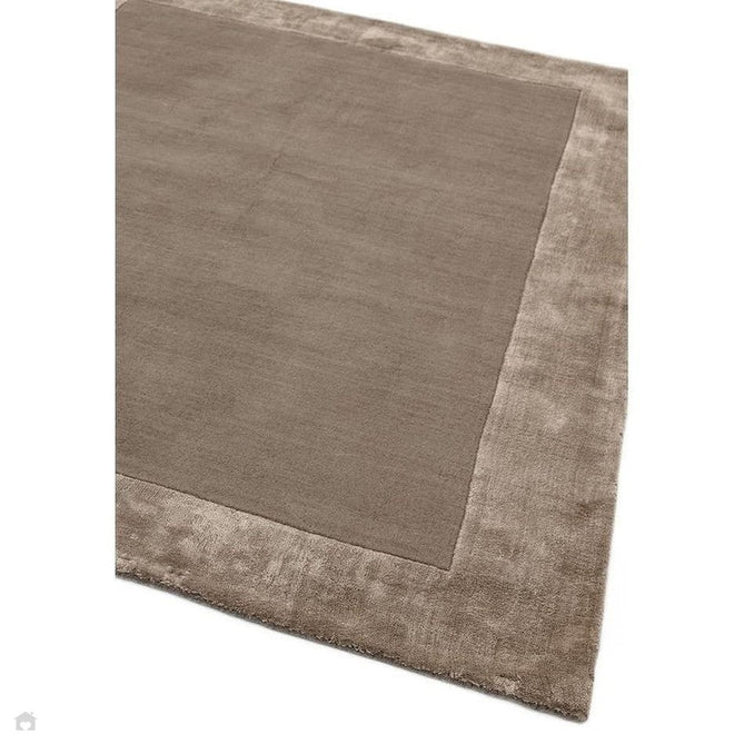 Ascot Modern Plain Hand-Woven Wool Centred Loop Pile Metallic Shimmer Wide Viscose Border Taupe Rug-Asiatic Carpets-Rug Love - The Most Loved Rug Store