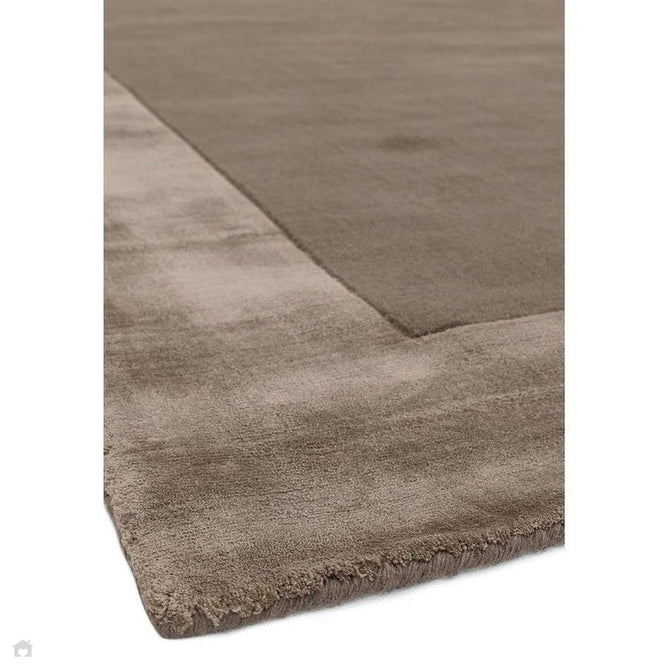 Ascot Modern Plain Hand-Woven Wool Centred Loop Pile Metallic Shimmer Wide Viscose Border Taupe Rug-Asiatic Carpets-Rug Love - The Most Loved Rug Store