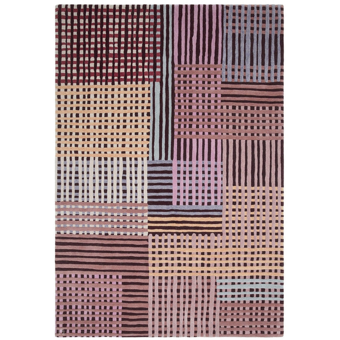 Aspect Modern Geometric Basketweave Hand-Woven Space-Dyed Textured Hi-Low Wool Red Multicolour Rug-Asiatic Carpets-Rug Love - The Most Loved Rug Store