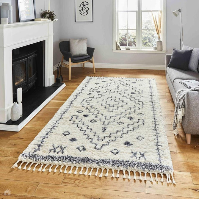 Aspen 1537 Modern Moroccan Berber Soft Plush Boho Shaggy Tassel Ivory/Grey Rug-Think Rugs-Rug Love - The Most Loved Rug Store