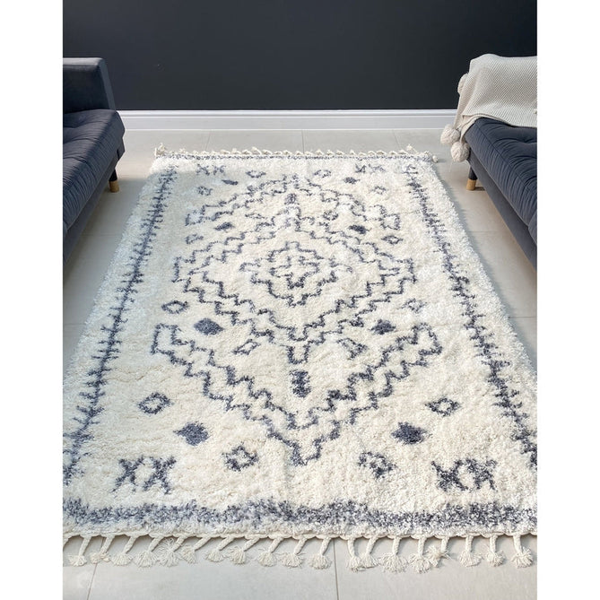 Aspen 1537 Modern Moroccan Berber Soft Plush Boho Shaggy Tassel Ivory/Grey Rug-Think Rugs-Rug Love - The Most Loved Rug Store