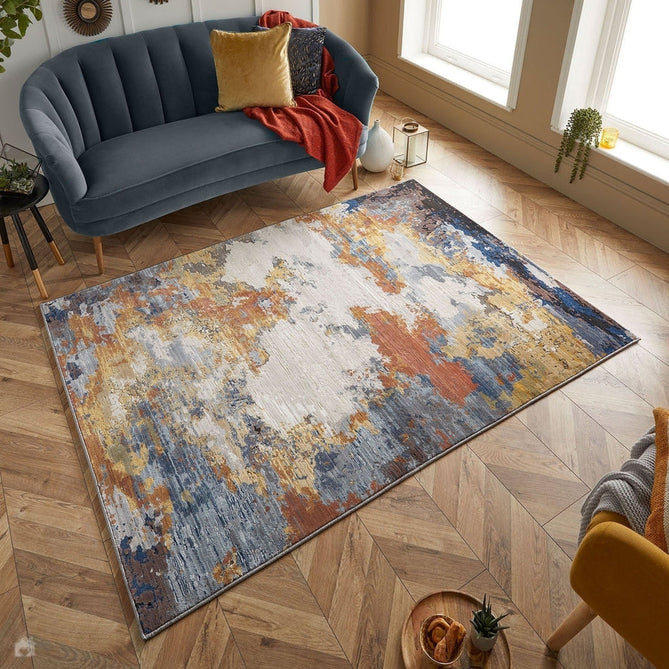 Astro 530 V Modern Abstract Distressed Soft-Touch Woven Textured Polyester Flatweave Multicolour Rug-Oriental Weavers-Rug Love - The Most Loved Rug Store