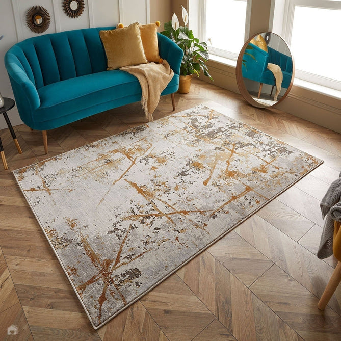 Astro 7150 J Modern Abstract Distressed Soft-Touch Woven Textured Polyester Flatweave Mustard/Grey/Cream Rug-Oriental Weavers-Rug Love - The Most Loved Rug Store