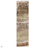 Aurora AU01 Dune Modern Abstract Distressed Marbled Metallic Shimmer Textured High-Density Soft Smooth Flat-Pile Bronze/Gold/Beige/Cream Runner