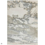 Aurora AU02 Cloud Modern Abstract Distressed Marbled Metallic Shimmer Textured High-Density Soft Smooth Flat-Pile Grey/Beige/Silver/Cream/White Rug 200 x 290 cm