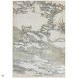 Aurora AU02 Cloud Modern Abstract Distressed Marbled Metallic Shimmer Textured High-Density Soft Smooth Flat-Pile Grey/Beige/Silver/Cream/White Rug