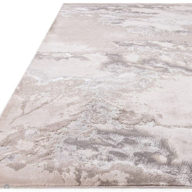 Aurora AU02 Cloud Modern Abstract Distressed Marbled Metallic Shimmer Textured High-Density Soft Smooth Flat-Pile Silver/Cream/White Runner-Asiatic Carpets-Rug Love - The Most Loved Rug Store