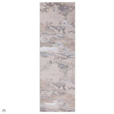 Aurora AU02 Cloud Modern Abstract Distressed Marbled Metallic Shimmer Textured High-Density Soft Smooth Flat-Pile Silver/Cream/White Runner