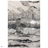 Aurora AU05 Quartz Modern Abstract Distressed Marbled Metallic Shimmer Textured High-Density Soft Smooth Flat-Pile Silver/Grey/Black Rug