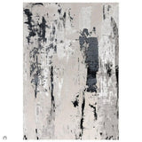 Aurora AU10 Glacier Modern Abstract Distressed Marbled Metallic Shimmer Textured High-Density Soft Smooth Flat-Pile Silver/Grey/Black Rug 120 x 170 cm