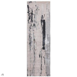 Aurora AU10 Glacier Modern Abstract Distressed Marbled Metallic Shimmer Textured High-Density Soft Smooth Flat-Pile Silver/Grey/Black Runner