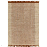 Avalon Modern Plain Beaded Basketweave Hand-Woven Textured Wool Flatweave Rust/Cream Rug