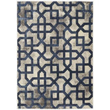 Avanti Modern Geometric Faded Trellis Short Pile Blue/Grey Rug