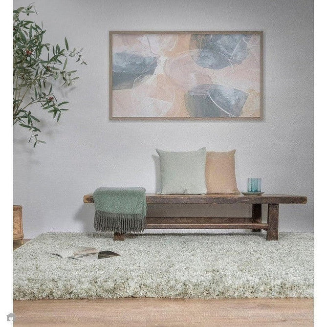 Buy Asiatic Carpets Barnaby Super Plush Heavyweight High-Density Luxury Hand-Woven Super Soft-Touch High-Pile Plain Polyester Shaggy Sage Green/White/Grey Rug Lowest Price | Rug Love